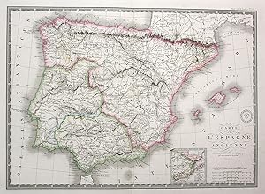 Immagine del venditore per Carte de l'Espagne ancienne" - Espana Spain Spanien Portugal Karte map Kupferstich venduto da Antiquariat Steffen Vlkel GmbH