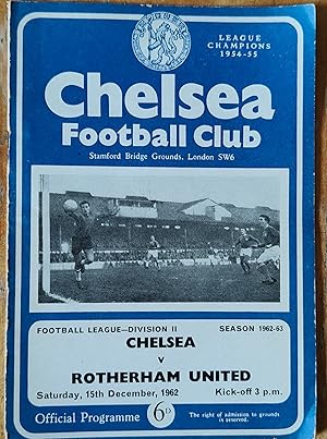 Chelsea v Rotherham United, 15th December 1962, Official Programme