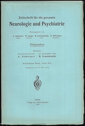 Bild des Verkufers fr Zeitschrift fr die gesamte Neurologie und Psychiatrie. Originalien. 15.Band - Heft 3. zum Verkauf von Antiquariat Bibliomania