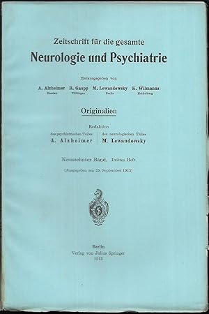 Bild des Verkufers fr Zeitschrift fr die gesamte Neurologie und Psychiatrie. Originalien. 19.Band - Hefte 3 und 5. zum Verkauf von Antiquariat Bibliomania