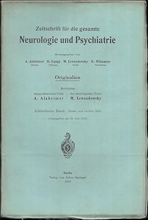 Bild des Verkufers fr Zeitschrift fr die gesamte Neurologie und Psychiatrie. Originalien. 18.Band - Hefte 1 bis 4 [in 3 Heften]. zum Verkauf von Antiquariat Bibliomania