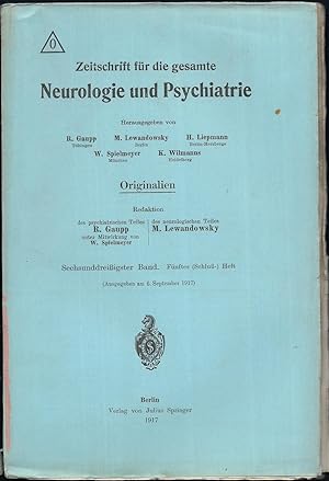 Zeitschrift für die gesamte Neurologie und Psychiatrie. Originalien. 36.Band - Heft 5.