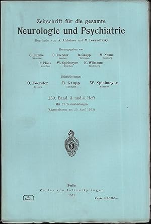 Imagen del vendedor de Zeitschrift fr die gesamte Neurologie und Psychiatrie. 139.Band - Hefte 2 bis 4 [in 2 Heften]. a la venta por Antiquariat Bibliomania