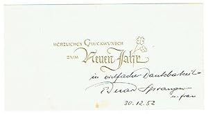 Seller image for Neujahrskrtchen mit eigenh. Gren und Unterschrift. for sale by Kotte Autographs GmbH