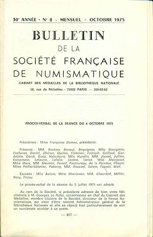Bulletin de la Société française de Numismatique. No 8