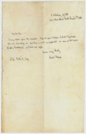 Seller image for Autograph letter signed ("Karl Marx"). for sale by Antiquariat INLIBRIS Gilhofer Nfg. GmbH