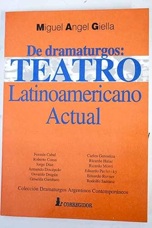 Seller image for De dramaturgos for sale by Alcan Libros