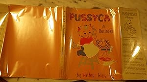 Seller image for PUSSYCAT IN BUSINESS. in RARE Color DustJacket ,CHILDREN CAT STORY. Author wrote Hollywood Children studio Bios, Slumber-Town Tales Series, Five stories a for sale by Bluff Park Rare Books