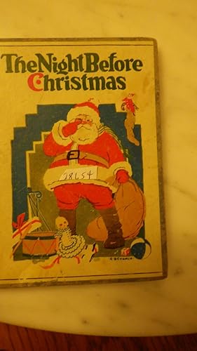 Seller image for The NIGHT BEFORE CHRISTMAS, And Mother Goose Rhymes and Jingles WITH SANTA CLAUS ON FRONT COVER IN RED & WHITE & BLACK BOOTS & TOYS, by A.B. Gremin mounted to the cover board. Enright illustrated color endpages. for sale by Bluff Park Rare Books
