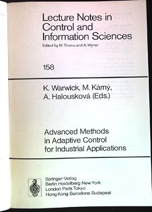 Bild des Verkufers fr Advanced Methods in Adaptive Control for Industrial Applications. Lecture Notes in Control and Information Sciences, Band 158. zum Verkauf von books4less (Versandantiquariat Petra Gros GmbH & Co. KG)