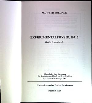Bild des Verkufers fr Experimentalphysik, Bd. 3: Optik, Atomphysik. zum Verkauf von books4less (Versandantiquariat Petra Gros GmbH & Co. KG)