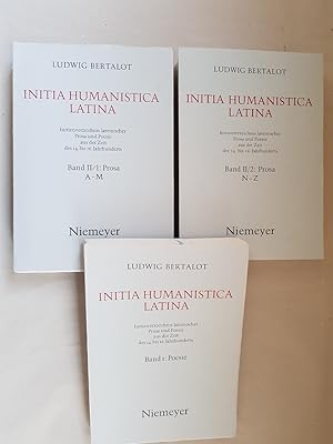 Bild des Verkufers fr Initia humanistica latina. Initienverzeichnis lateinischer Prosa und Poesie aus der Zeit des 14.-16. Jahrhunderts. [3 Bde.; =komplett] I: Poesie. II.1: Prosa A-M. II.2: Prosa N-Z. zum Verkauf von Wissenschaftl. Antiquariat Th. Haker e.K