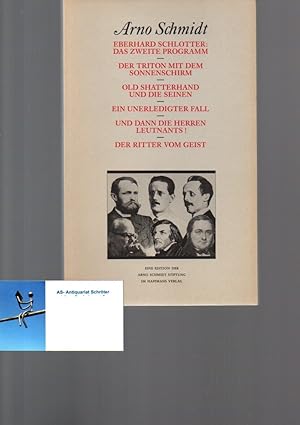 Imagen del vendedor de Eberhard Schlotter: Das zweite Programm - Der Triton mit dem Sonnenschirm - Old Shatterhand und die Seinen - Ein unerledigter Fall - Und dann die Herren Leutnants! - Der Ritter vom Geist. Werke - Bargfelder Ausgabe - Studienausgabe. Werkgruppe II - Band 3,1. a la venta por Antiquariat Schrter -Uta-Janine Strmer
