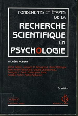Seller image for Fondements et tapes de la recherche scientifique en psychologie for sale by Librairie Le Nord