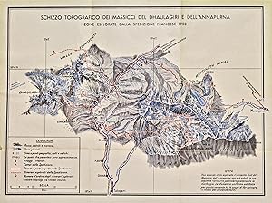 Schizzo topografico dei massicci del Dhaulagiri e dell'Annapurna. Zone esplorate dalla spedizione...