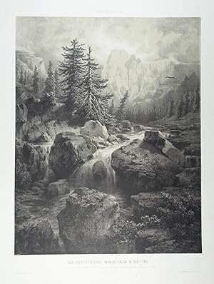 Das Vajolettgebirge im Val di Fassa in Süd-Tyrol. Tonlithographie von und nach Gottfried Seelos a...