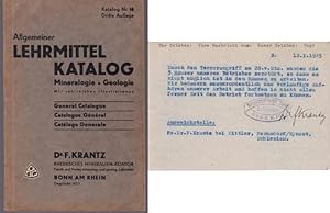 Dr. F. Krantz Rheinisches Mineralien-Kontor. Allgemeiner Lehrmittelkatalog. Mineralogie und Geolo...