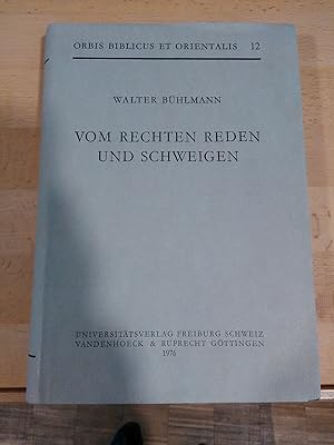 Seller image for Vom rechten Reden und Schweigen. Studien zu Proverbien 10-31. for sale by Antiquariat Thomas Nonnenmacher