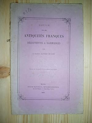 Imagen del vendedor de Notice sur des antiquits Franques dcouvertes  Harmignies a la venta por Expatriate Bookshop of Denmark