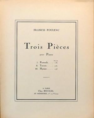 Bild des Verkufers fr Trois pices pour piano. I. Pastorale zum Verkauf von Paul van Kuik Antiquarian Music