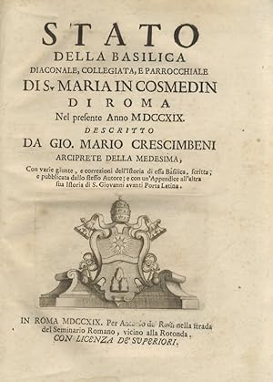Stato della basilica diaconale, collegiata e parrocchiale di S. Maria in Cosmedin di Roma nel pre...