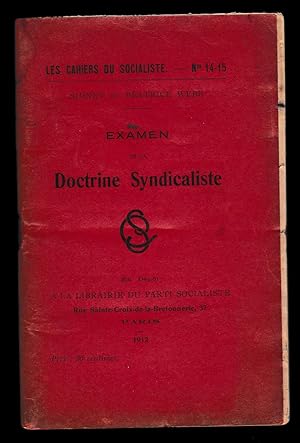 Bild des Verkufers fr Examen de la Doctrine syndicaliste zum Verkauf von ArturusRex