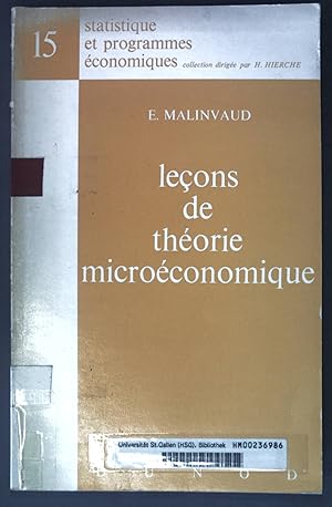 Seller image for Lecons de thorie microconomique; Statistique et programmes conomiques, tome 15; for sale by books4less (Versandantiquariat Petra Gros GmbH & Co. KG)