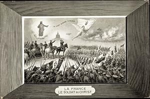 Passepartout Ansichtskarte / Postkarte La France, Le Soldat du Christ, Engel, Soldaten