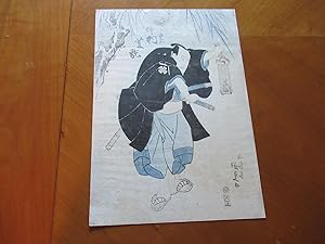 Original Japanese Antique Color Woodblock Print, Samurai