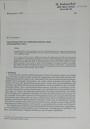 Bild des Verkufers fr Untersuchungen ber den Laubblattdimorphismus einiger mitteleuropischer Grser, zum Verkauf von Versandantiquariat Hbald