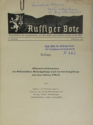 Bild des Verkufers fr Pflanzenvorkommen im Bhmischen Mittelgebirge und im Ost-Erzgebirge aus den Jahren 1930-45, zum Verkauf von Versandantiquariat Hbald