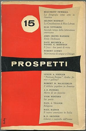 Bild des Verkufers fr Prospetti: Quindicesimo Numero, Primavera 1956 zum Verkauf von Between the Covers-Rare Books, Inc. ABAA