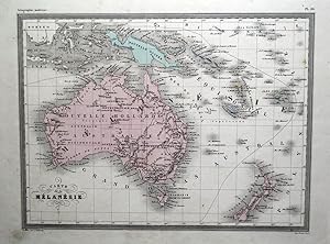 Antique Map AUSTRALIA NEW ZEALAND NEW GUINEA MELANESIE Original Vintage c1850
