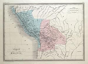 Antique Map PERU, BOLIVIA, SOUTH AMERICA, Malte Brun c1850