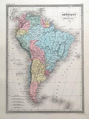 Antique Map SOUTH AMERICA, Malte Brun c1850