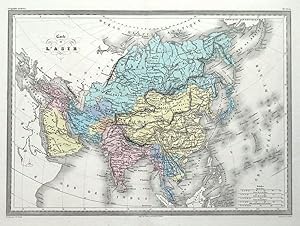 Antique Map ASIA, Original Malte Brun, hand coloured c1850