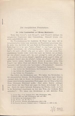 Imagen del vendedor de Die europischen Feuerbohrer. (Sonderdruck aus Zeitschrift fr Ethnologie, Jahrg. 1916, Heft 6). a la venta por Antiquariat Carl Wegner