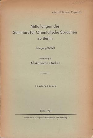 Die Afrikaforschung seit 1931. (Sonderabdruck aus Mitteilungen des Seminars für Orientalische Spr...