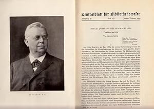 Imagen del vendedor de Zentralblatt fr Bibliothekswesen. Jahrgang 50, 1933, Heft 1/2. 1. Heft des Jubilumsjahrganges 1933. Mit dem einleitenden Text von Georg Leyh: Zum 50. Jahrgang des Zentralblatts - Tradition und Ziel. a la venta por Antiquariat Carl Wegner