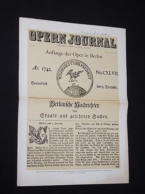 Bild des Verkufers fr Das Opernjournal der Deutschen Oper Berlin [Opern-Journal]. Informationen, Bilder, Essays. Nr. 10, Juni/ Juli 1965. Schwerpunkt: Anfnge der Oper in Berlin zum Verkauf von Fast alles Theater! Antiquariat fr die darstellenden Knste