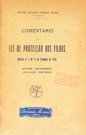 Bild des Verkufers fr COMENTARIO  LEI DE PROTECO DOS FILHOS. zum Verkauf von Livraria Castro e Silva