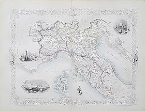 c1854 NORTHERN ITALY Genuine Antique Map by Rapkin FREE POSTAGE WORLDWIDE