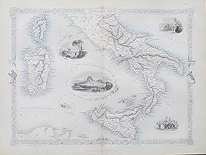 c1854 SOUTHERN ITALY Genuine Antique Map by Rapkin FREE POSTAGE WORLDWIDE