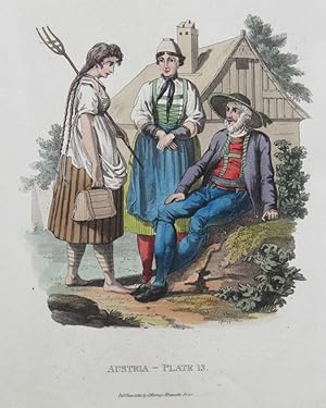 Seller image for 1813 AUSTRIA AUSTRIAN PEASANTS INNSBRUCK INSPRUCK ANTIQUE PRINT COSTUME DRESS for sale by BeebyBooks