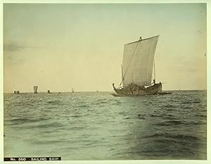 c.1890 JAPAN SAILING SHIP SHIPS GENUINE ANTIQUE ALBUMEN PHOTOGRAPH