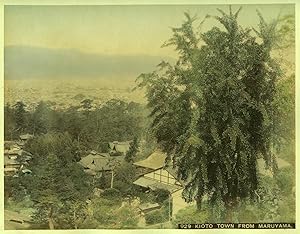 c.1890 JAPAN KIOTO TOWN FROM MARUYAMA GENUINE ANTIQUE ALBUMEN PHOTOGRAPH