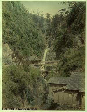 c.1890 JAPAN KOBE WATER FALLS GENUINE ANTIQUE ALBUMEN PHOTOGRAPH