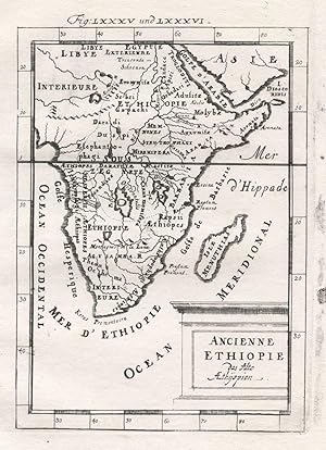 1685 Africa Ancient Ethiopia 17th Century Copper Plate Map Mallet