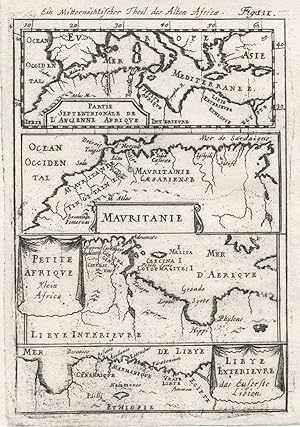 1685 North Africa Mediterranean Libya Tunisia 17th Century Engraving Map Mallet