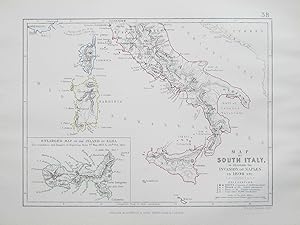 Map of SOUTH ITALY to Illustrate the Invasion of Naples in 1806 JOHNSTON 1866